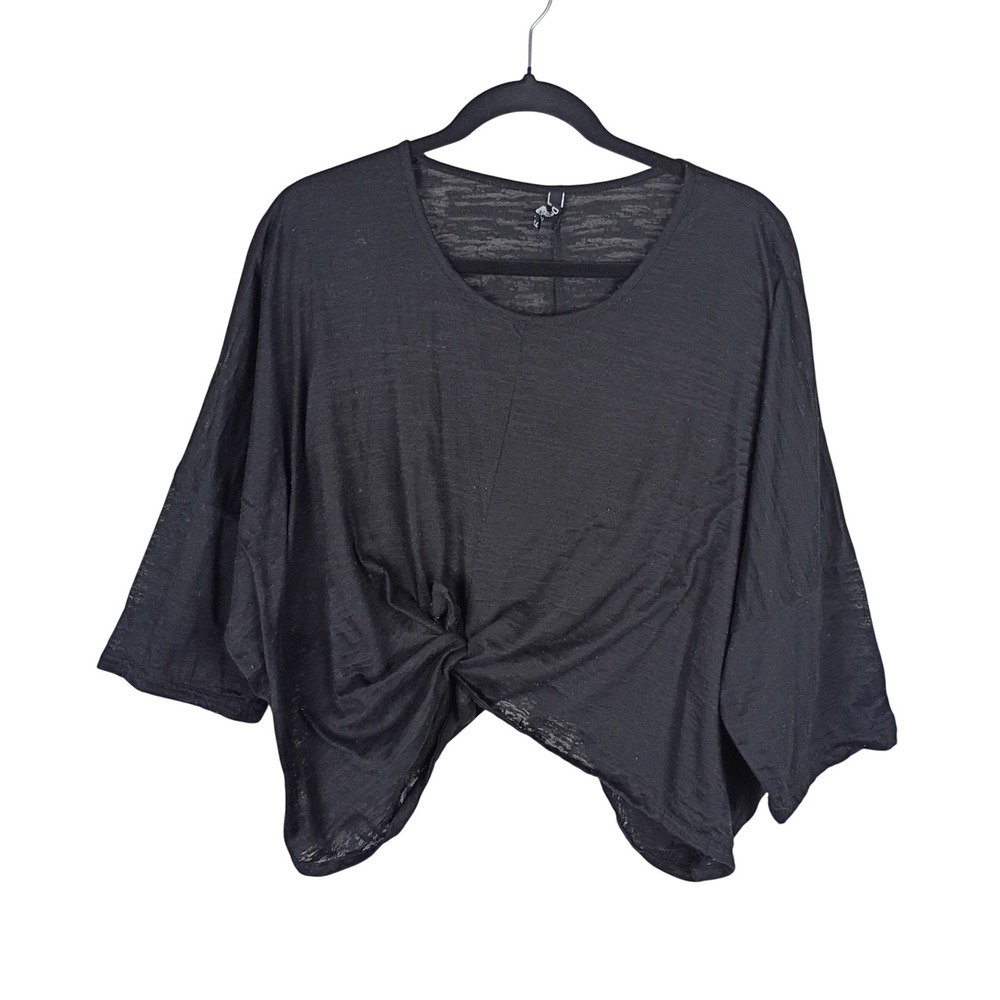 Dress To Kill Black Twist Knot Oversized Slub Knit Top One Size